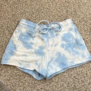 AR-33 Pull On Elastic Waist Blue & White Tie Dye Sweat Shorts - Size Small